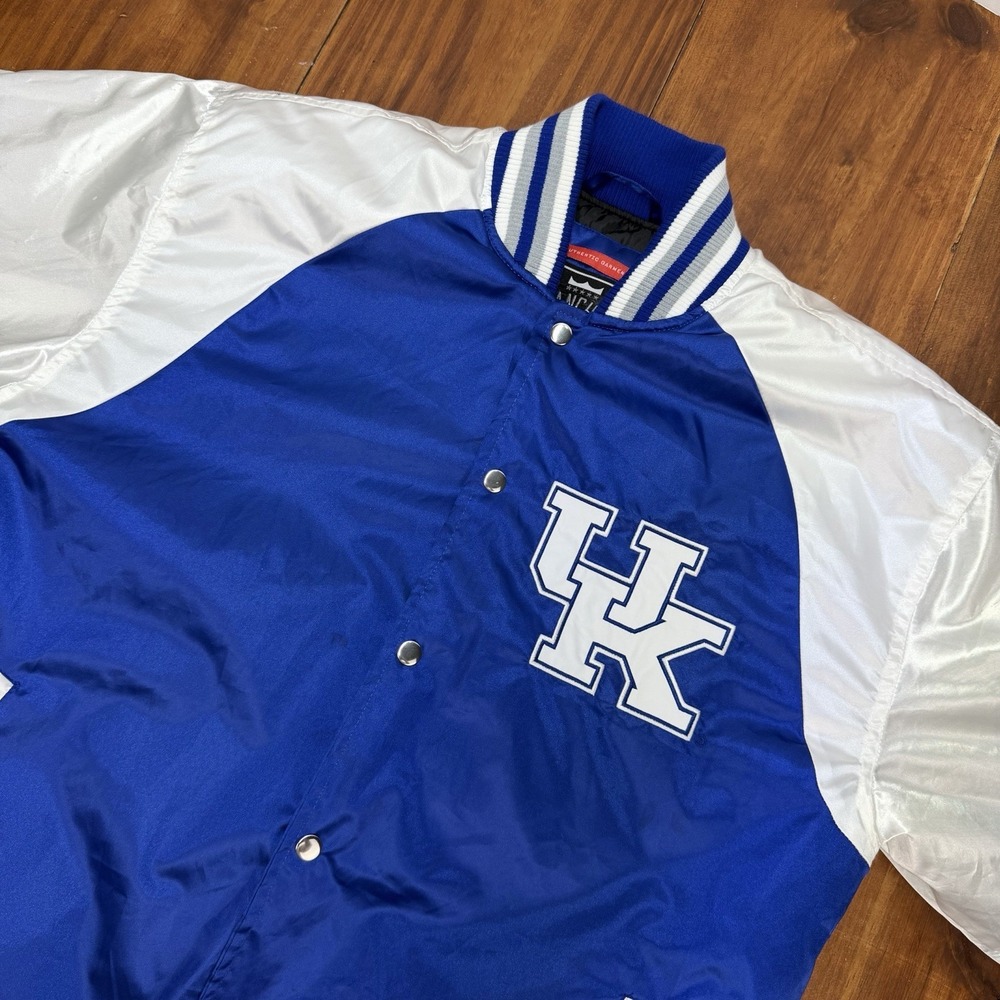 Franchise Club Kentucky Wildcats Satin Varsity Jacket Mens Medium Blue White